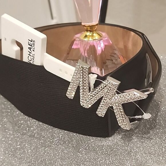 Michael Kors Embellished Logo Stretch Leather Belt main image 5